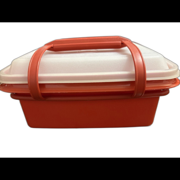 Vintage 80s Tupperware #1254  Pack N Carry Lunch Box Carrier with Lid & Handle - Picture 1 of 8